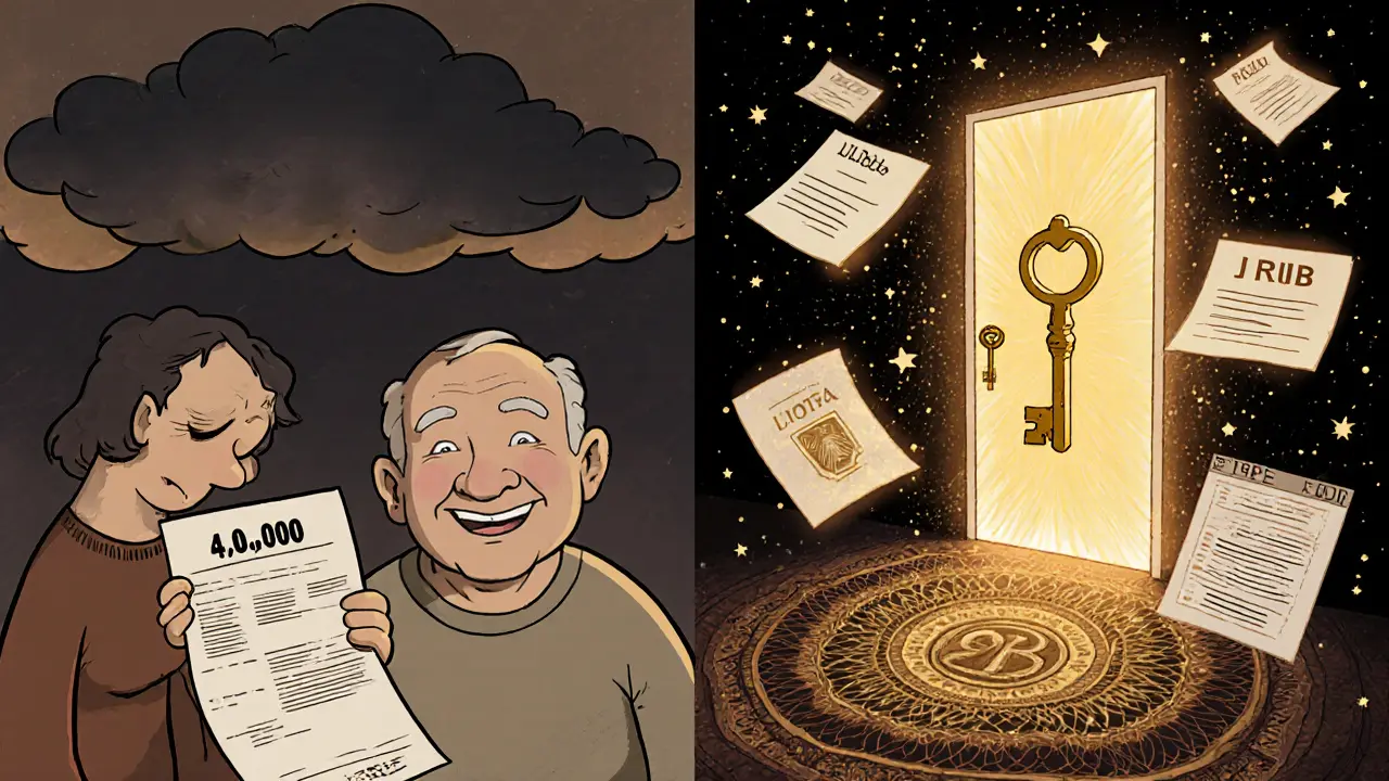 Два сценария: оплата налога и освобождение от него — один пенсионер в двух состояниях.