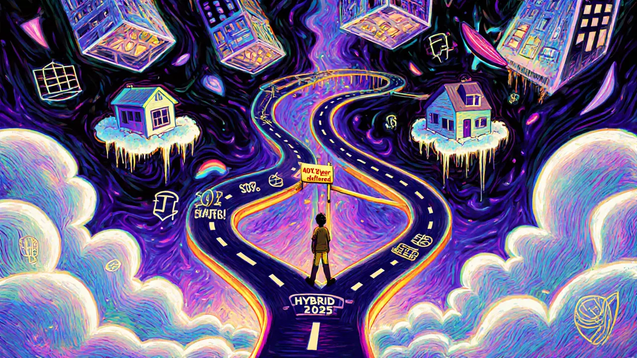 Гибридная схема оплаты: сочетание наличных, рассрочки и ипотеки в виде извилистой дороги