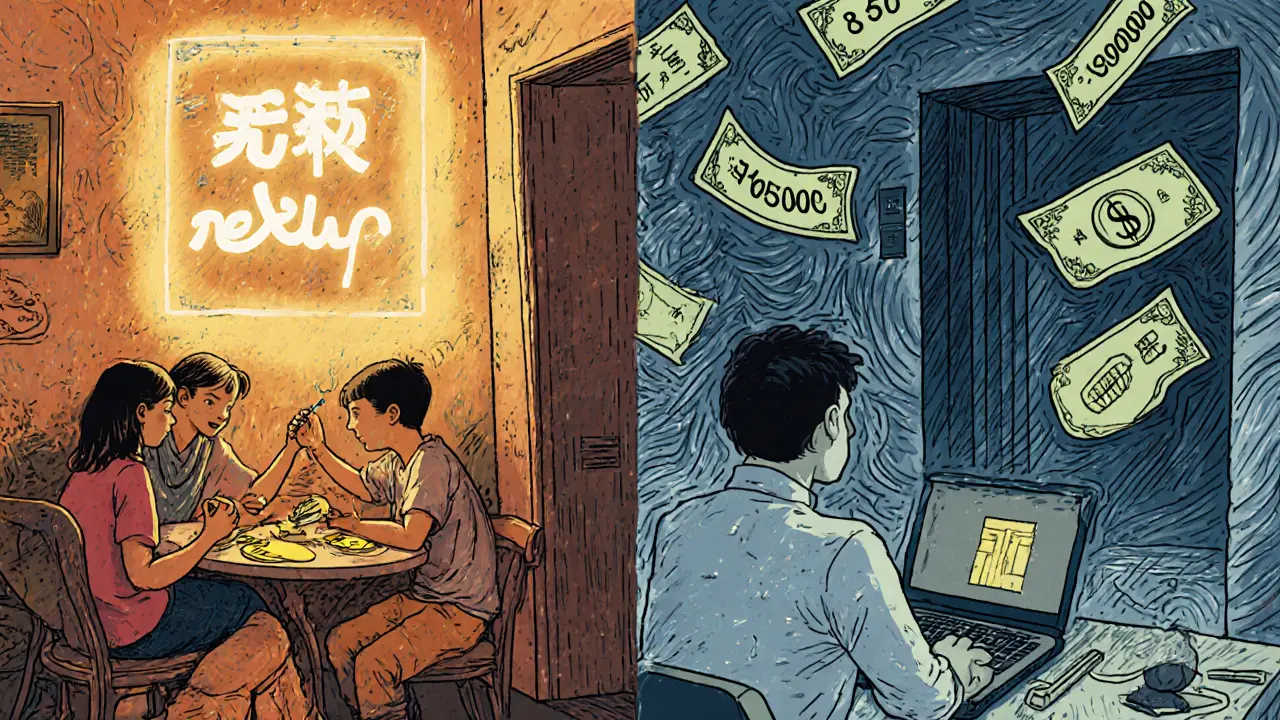 Сравнение теплой квартиры с семьей и холодных апартаментов с высокими счетами в стиле Веса Уилсона.