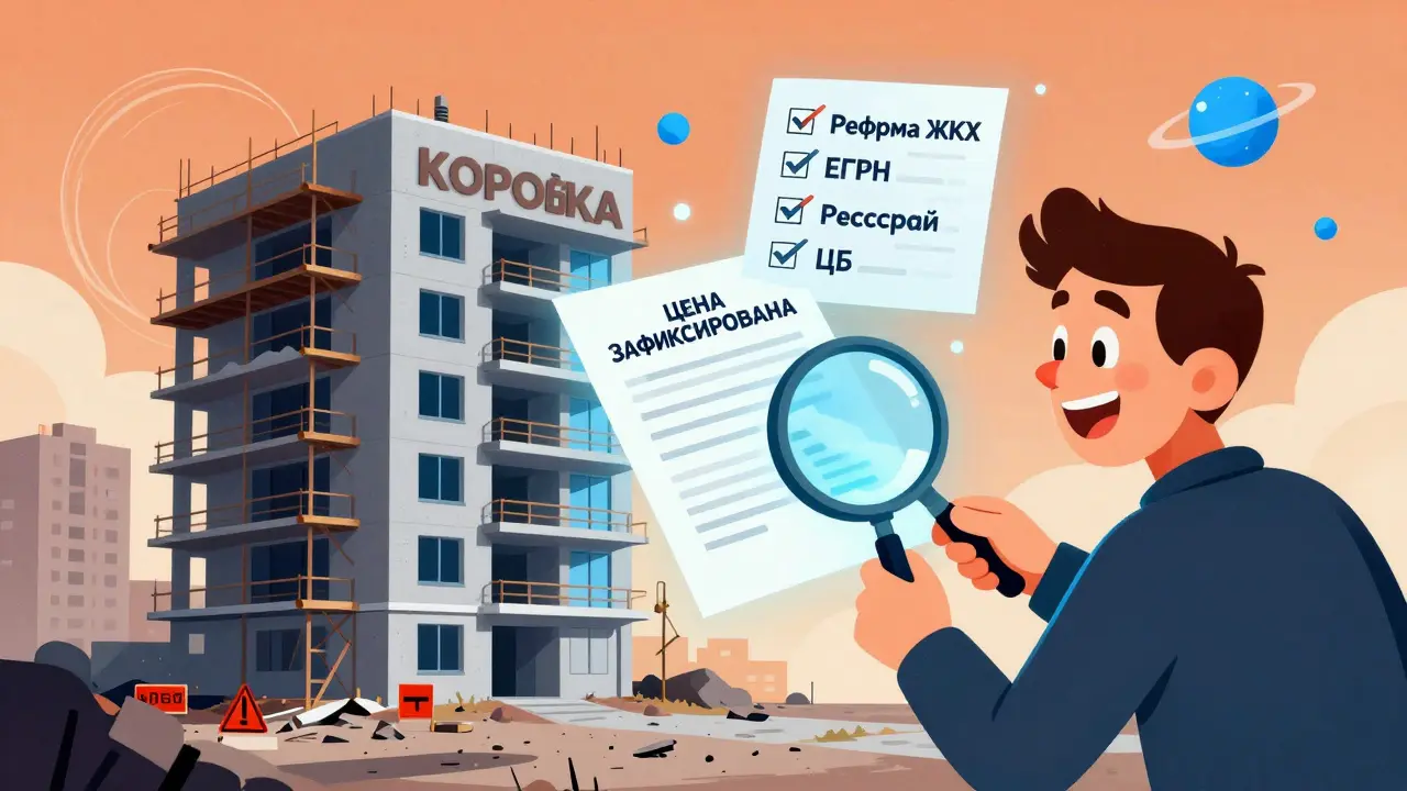 Покупатель проверяет договор на этапе 'коробка' с плавающими проверками безопасности.