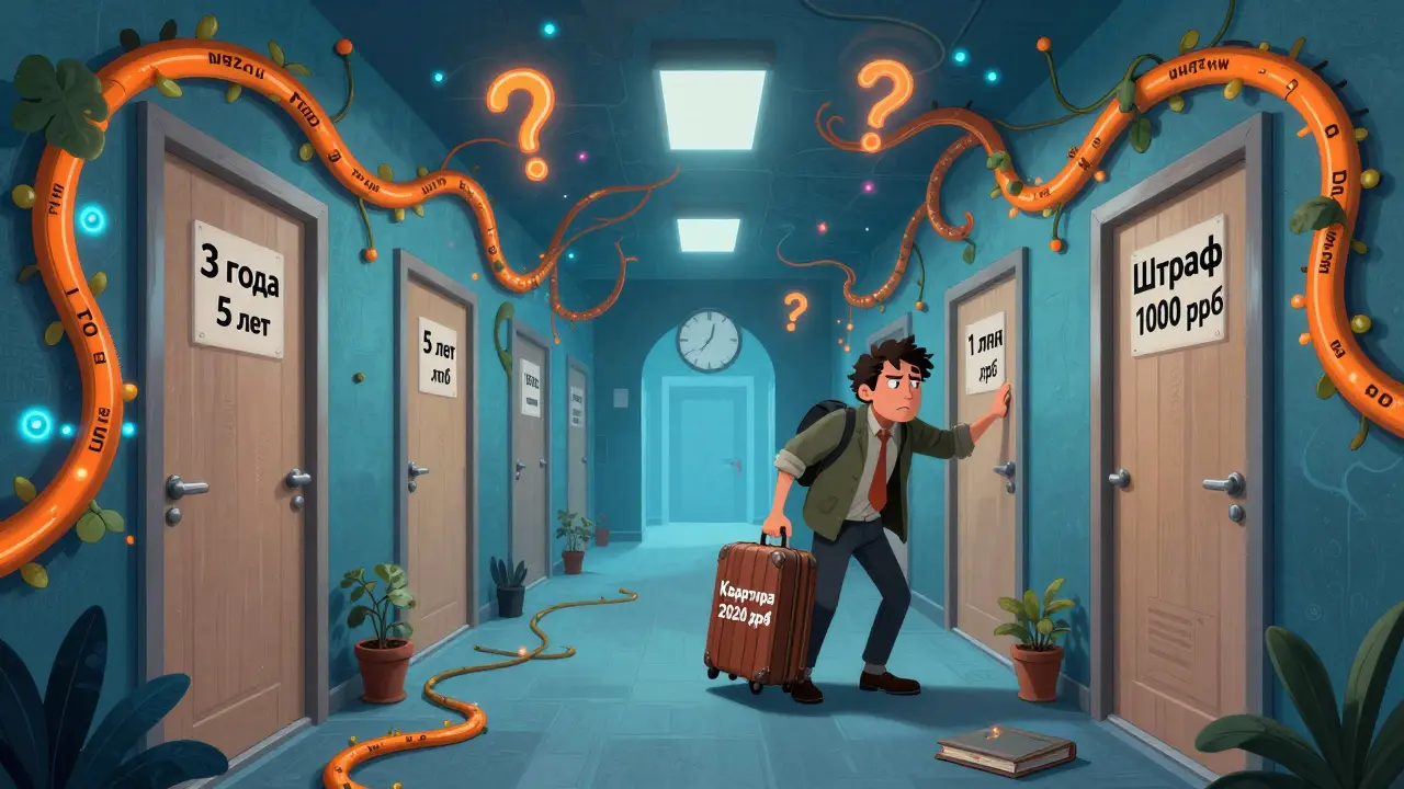 Сurrealist коридор с дверями, помеченными условиями освобождения от налога, человек выбирает путь.