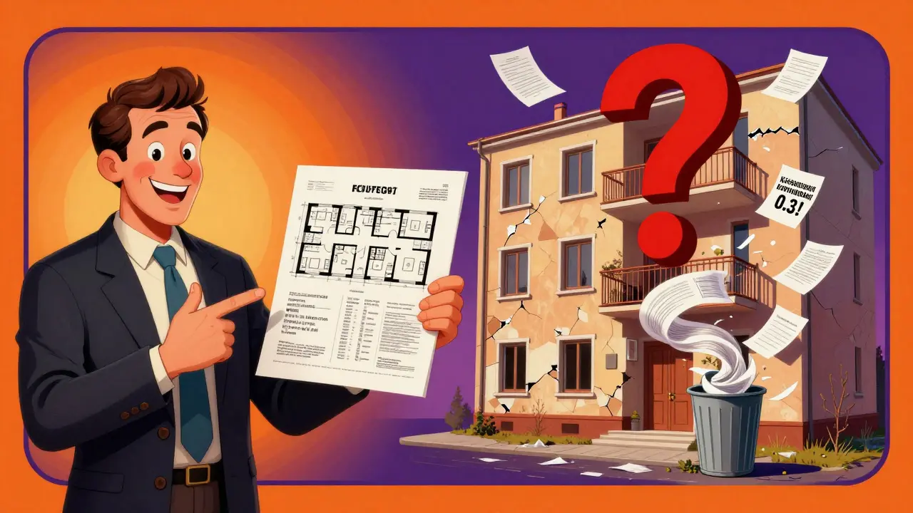 Разделённая сцена: идеальный план слева, реальная перепланировка — справа с предупреждениями.