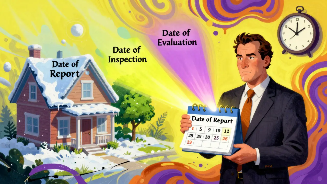 Три даты в виде светящихся меток, окружающих дом, меняющийся по сезонам.