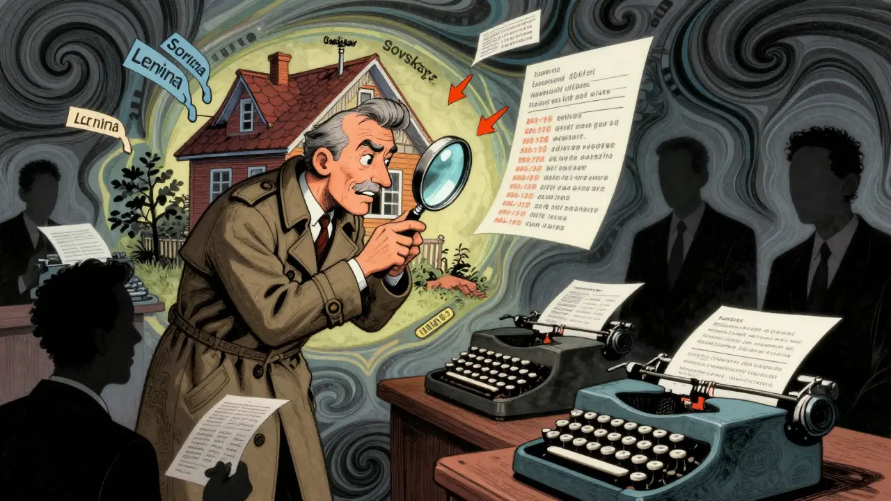 Оценщик анализирует дом с данными, в то время как другие копируют шаблон в стиле Веса Уилсона.