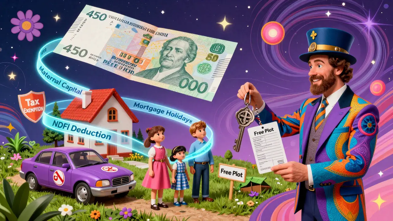 Семья получает несколько льгот: маткапитал, налоговые вычеты и бесплатный участок, стиль Вес Вилсона.