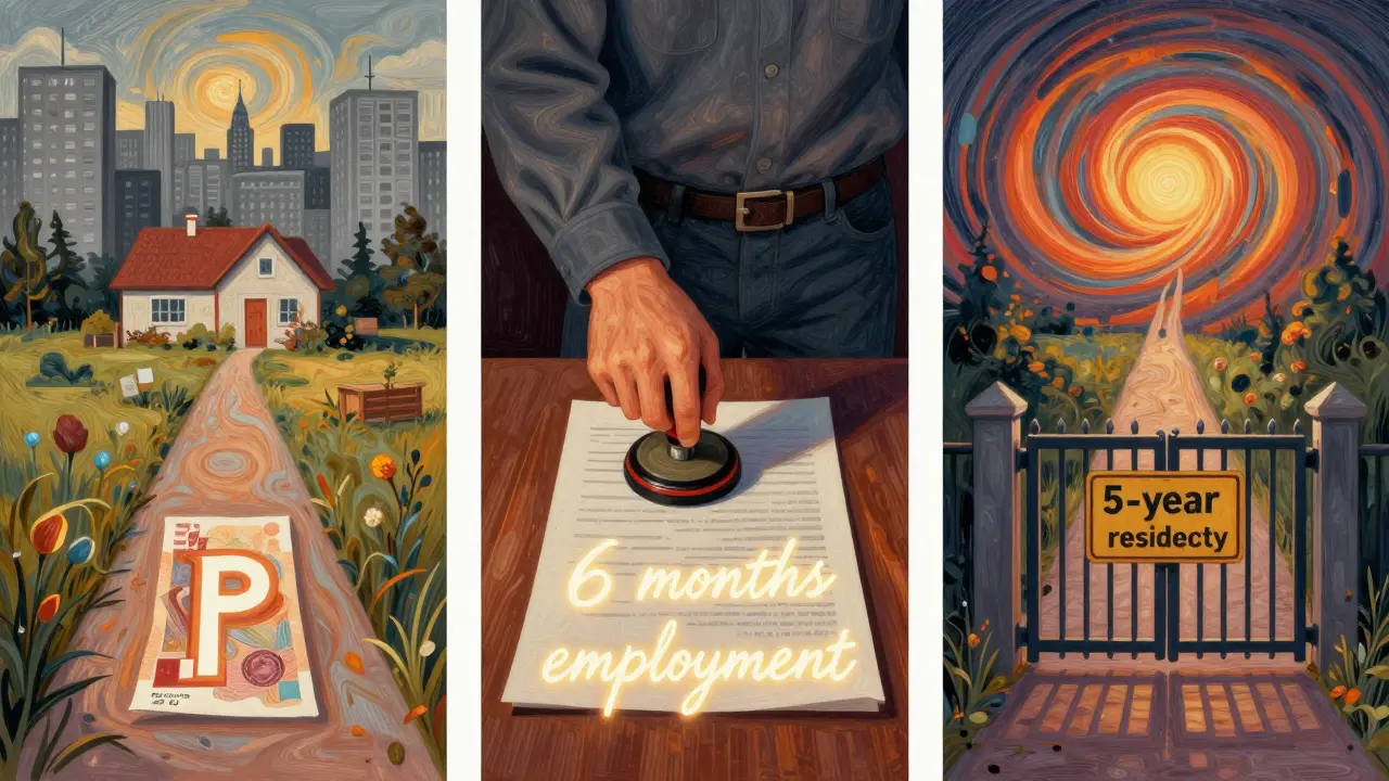 Три пути: город — деревня — обязательство проживания 5 лет, в стиле волнистых узоров.