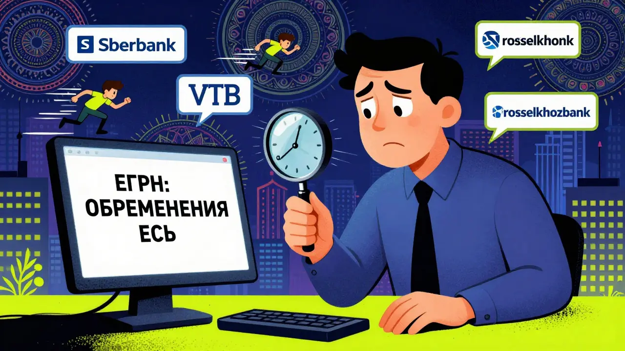 Человек проверяет статус обременения в ЕГРН, а банки соревнуются в скорости обработки.
