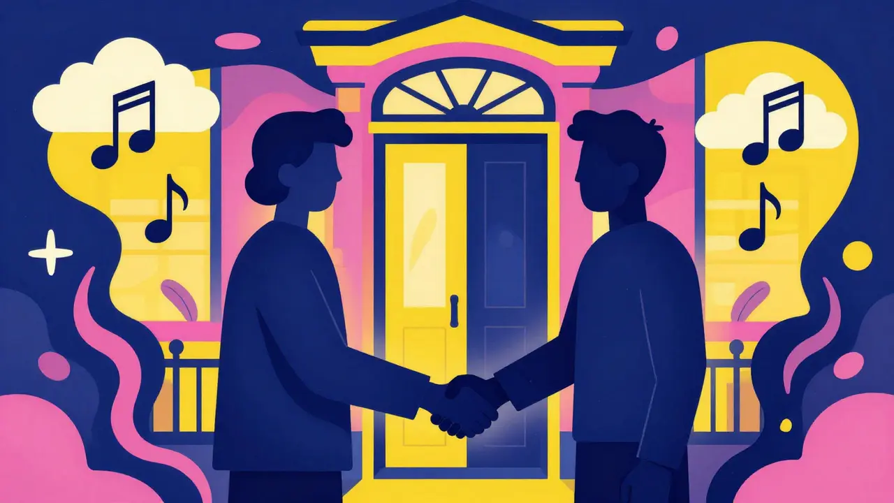 Абстрактная иллюстрация дружелюбного соглашения арендодателя и соседа