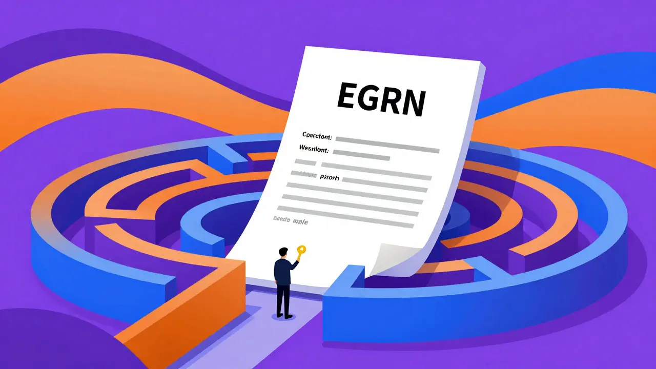 Схематичное изображение выписки из ЕГРН в виде цветного лабиринта в стиле Веса Уилсона.