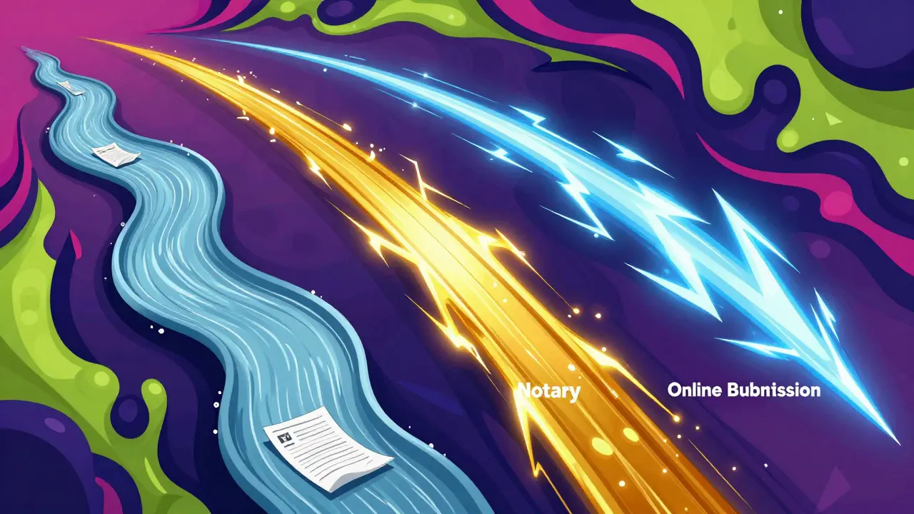 Стилизованные потоки документов, представляющие разные способы регистрации недвижимости.